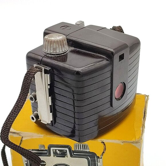 Kodak Brownie Camera Holiday Flash Vintage Strap Box Mid Century Untested 1950s - Picture 5 of 11